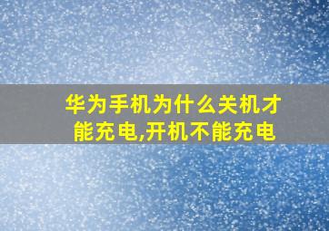 华为手机为什么关机才能充电,开机不能充电