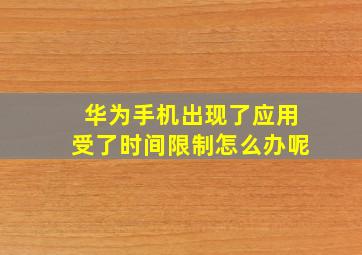 华为手机出现了应用受了时间限制怎么办呢