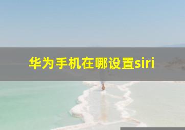 华为手机在哪设置siri