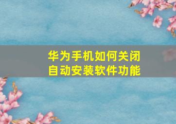 华为手机如何关闭自动安装软件功能