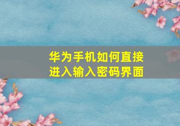 华为手机如何直接进入输入密码界面