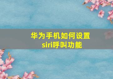 华为手机如何设置siri呼叫功能