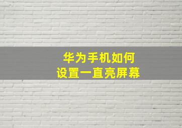 华为手机如何设置一直亮屏幕