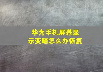 华为手机屏幕显示变暗怎么办恢复