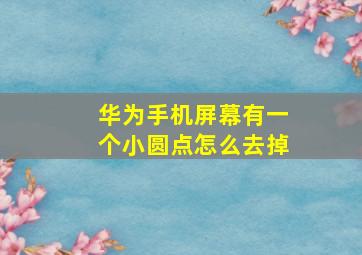 华为手机屏幕有一个小圆点怎么去掉