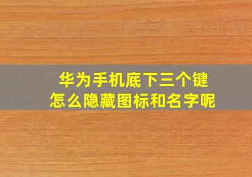 华为手机底下三个键怎么隐藏图标和名字呢