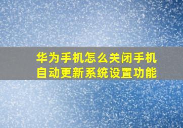 华为手机怎么关闭手机自动更新系统设置功能