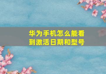 华为手机怎么能看到激活日期和型号