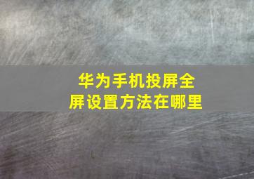 华为手机投屏全屏设置方法在哪里