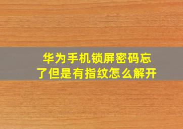 华为手机锁屏密码忘了但是有指纹怎么解开