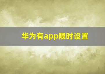 华为有app限时设置