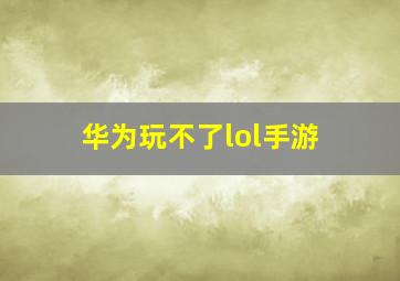 华为玩不了lol手游