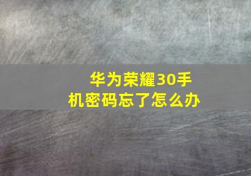 华为荣耀30手机密码忘了怎么办