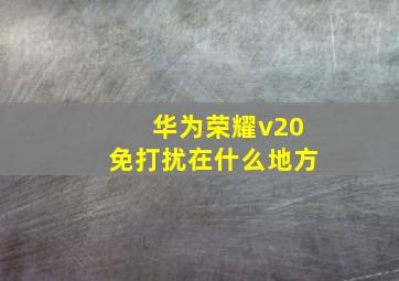 华为荣耀v20免打扰在什么地方