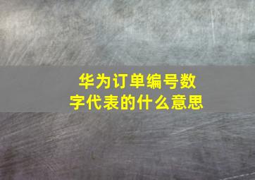 华为订单编号数字代表的什么意思