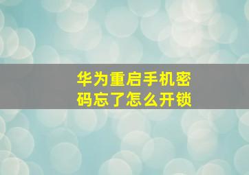 华为重启手机密码忘了怎么开锁