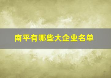 南平有哪些大企业名单