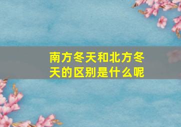 南方冬天和北方冬天的区别是什么呢