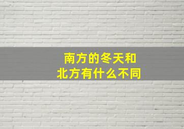 南方的冬天和北方有什么不同