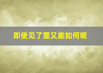 即使见了面又能如何呢