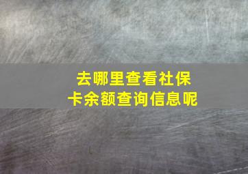 去哪里查看社保卡余额查询信息呢