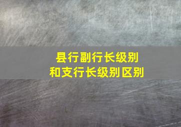 县行副行长级别和支行长级别区别