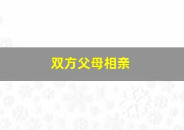 双方父母相亲