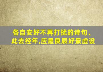 各自安好不再打扰的诗句、此去经年,应是良辰好景虚设