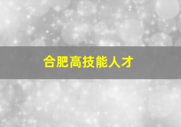 合肥高技能人才