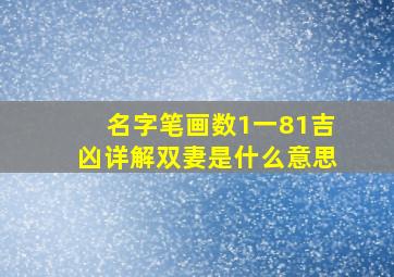 名字笔画数1一81吉凶详解双妻是什么意思