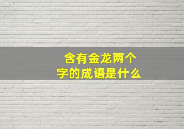 含有金龙两个字的成语是什么