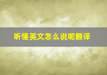 听懂英文怎么说呢翻译