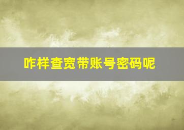 咋样查宽带账号密码呢