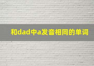 和dad中a发音相同的单词