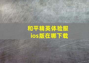 和平精英体验服ios版在哪下载