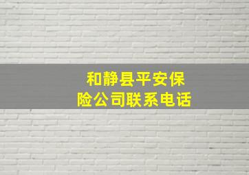 和静县平安保险公司联系电话