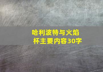 哈利波特与火焰杯主要内容30字