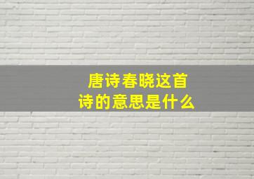 唐诗春晓这首诗的意思是什么