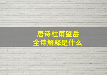 唐诗杜甫望岳全诗解释是什么