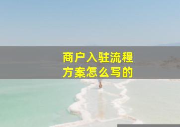 商户入驻流程方案怎么写的