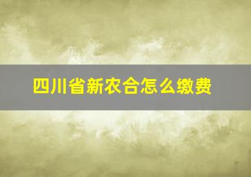 四川省新农合怎么缴费