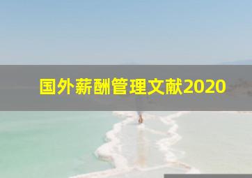 国外薪酬管理文献2020