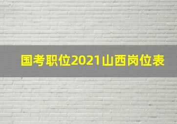 国考职位2021山西岗位表