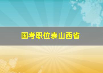 国考职位表山西省