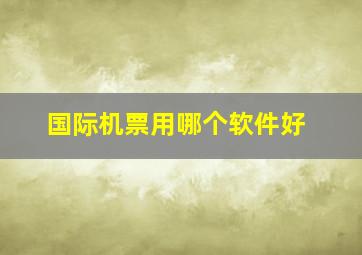 国际机票用哪个软件好