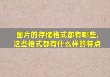 图片的存储格式都有哪些,这些格式都有什么样的特点