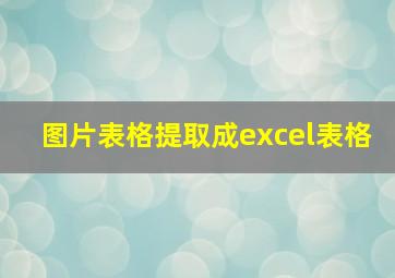 图片表格提取成excel表格