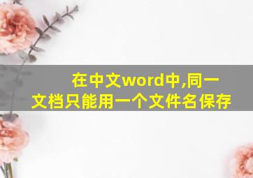 在中文word中,同一文档只能用一个文件名保存