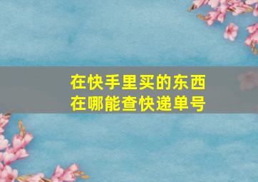 在快手里买的东西在哪能查快递单号