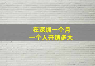 在深圳一个月一个人开销多大